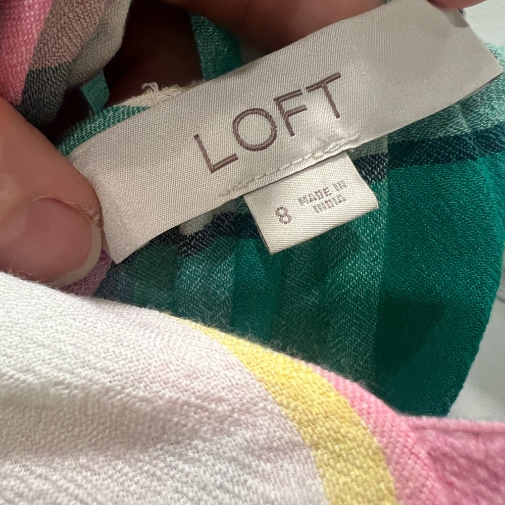 LOFT Plaid Tie Back Peplum Cami Size 8 - Picture 5 of 9